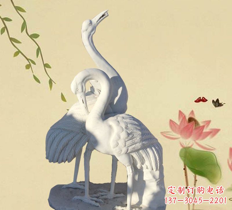 无锡中领雕塑精美汉白玉仙鹤石雕