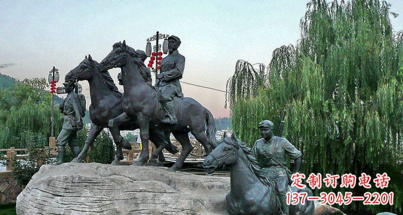 无锡公园红军骑马景观铜雕