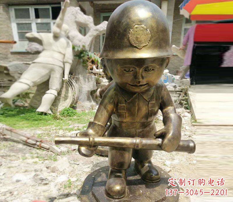 无锡公园景观摆件小小交通警察铜雕
