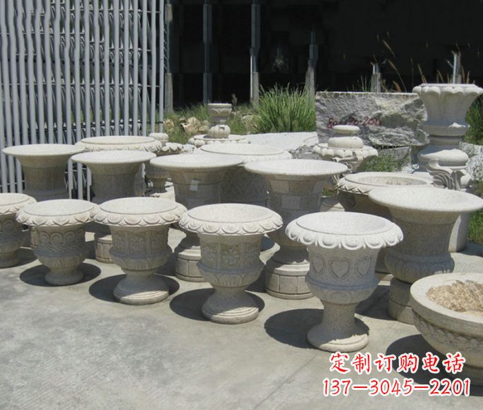 无锡大理石花盆石雕艺术品