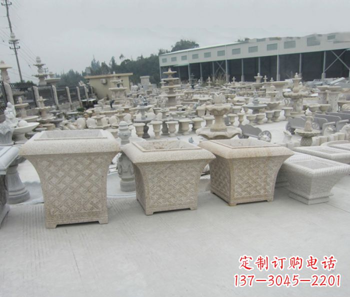 无锡优雅花盆大理石雕塑