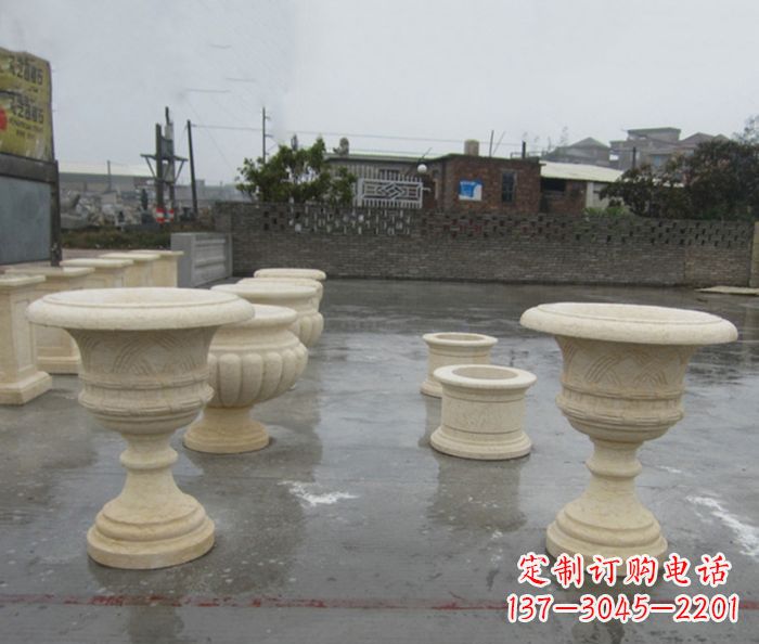 无锡完美绽放——大理石花盆石雕