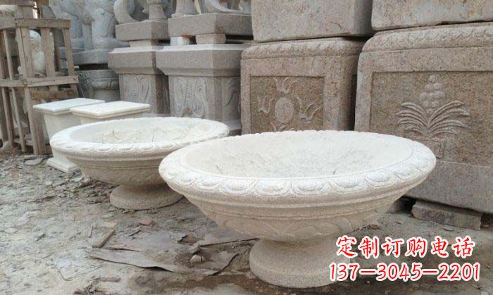 无锡细腻雅致的大理石花盆石雕