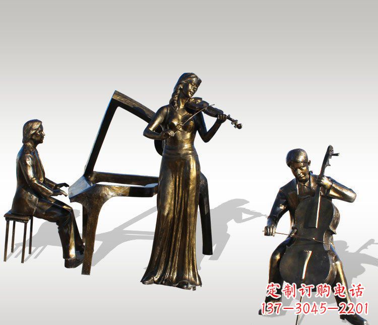 无锡公园景观钢琴拉小提琴人物铜雕