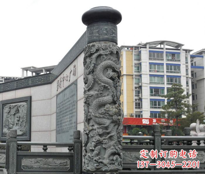 无锡公园景观仿古石雕龙柱