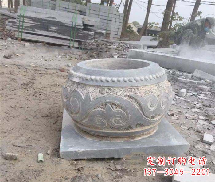 无锡公园景观仿古石雕水缸