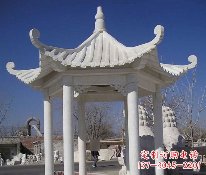 无锡汉白玉凉亭石雕