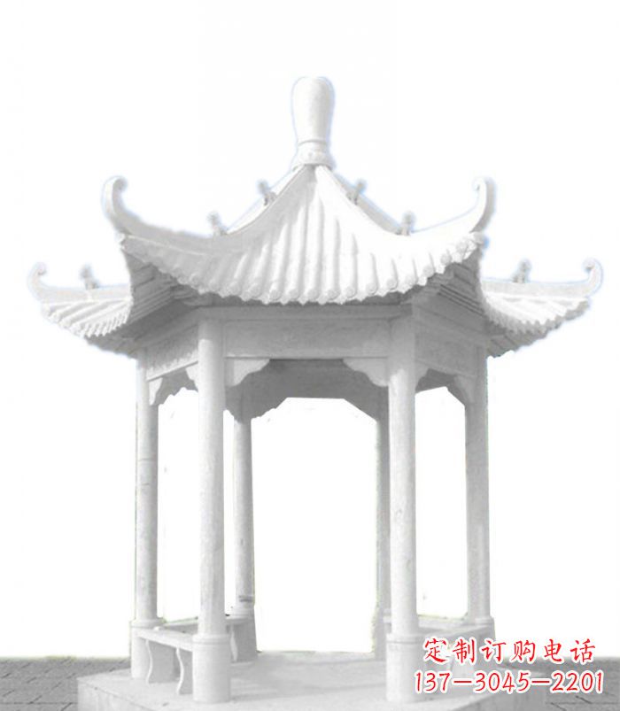 无锡公园景观汉白玉石雕凉亭 (2)