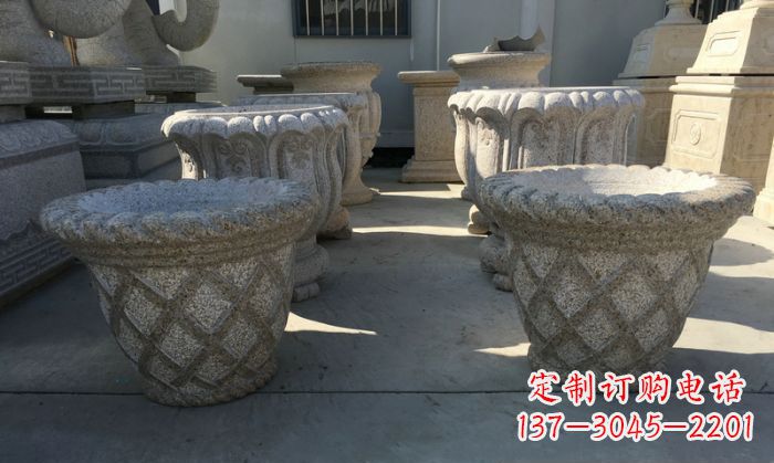 无锡花篮式花盆石雕