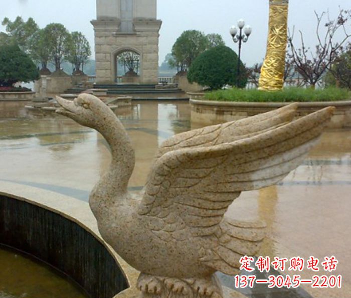 无锡公园景观砂岩天鹅喷泉石雕