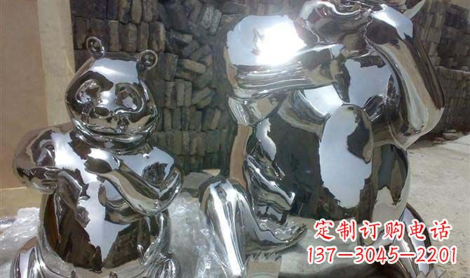 无锡真实不锈钢熊猫大型雕塑