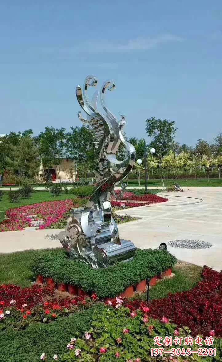 无锡不锈钢凤凰雕塑,精美雕塑装饰公园