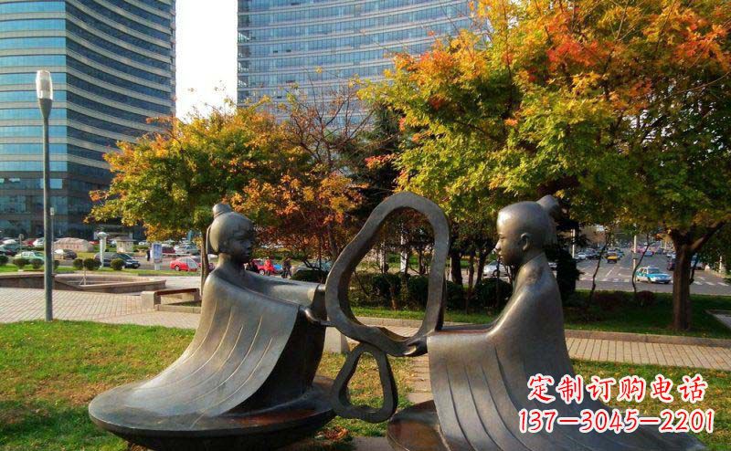 无锡公园孔融让梨景观铜雕 (2)
