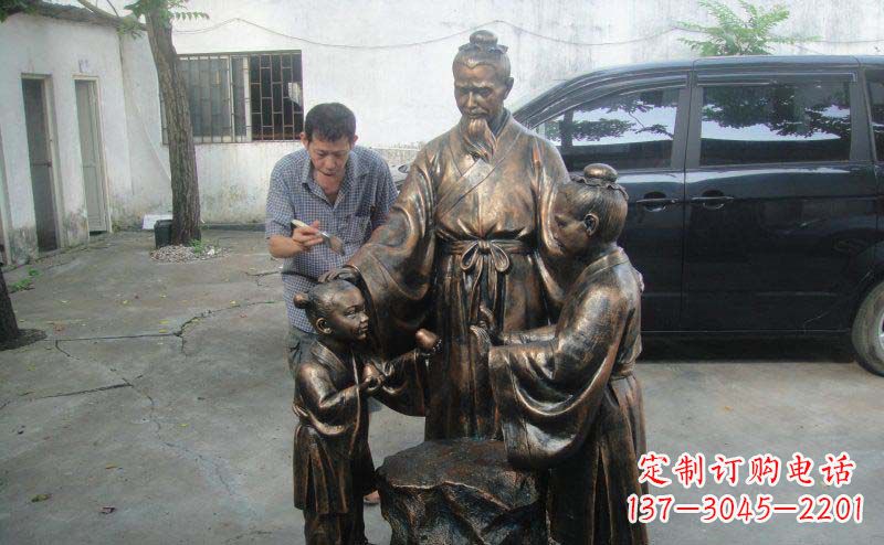 无锡公园孔融让梨景观铜雕