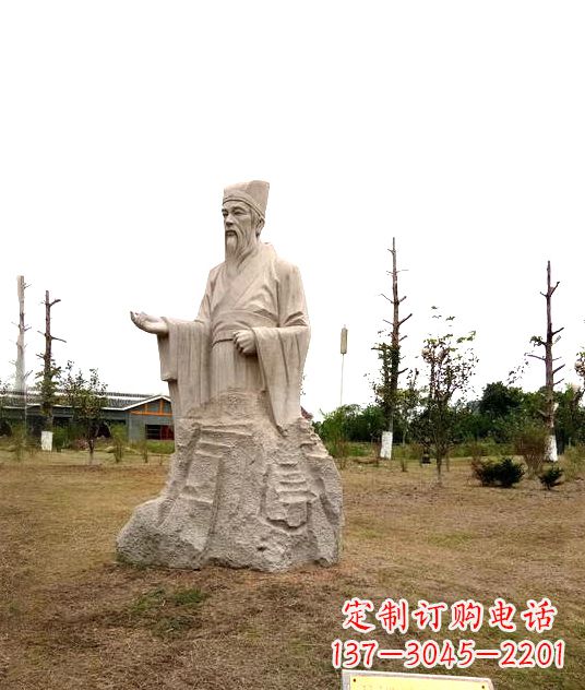 无锡公园历史名人古代著名佛学家谢灵运石雕