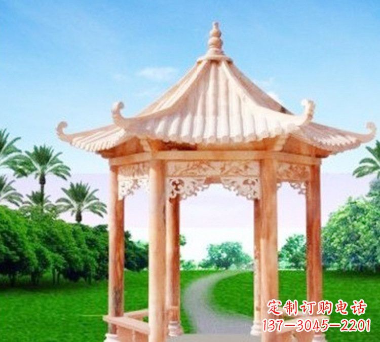 无锡艺术精美的六角凉亭石雕