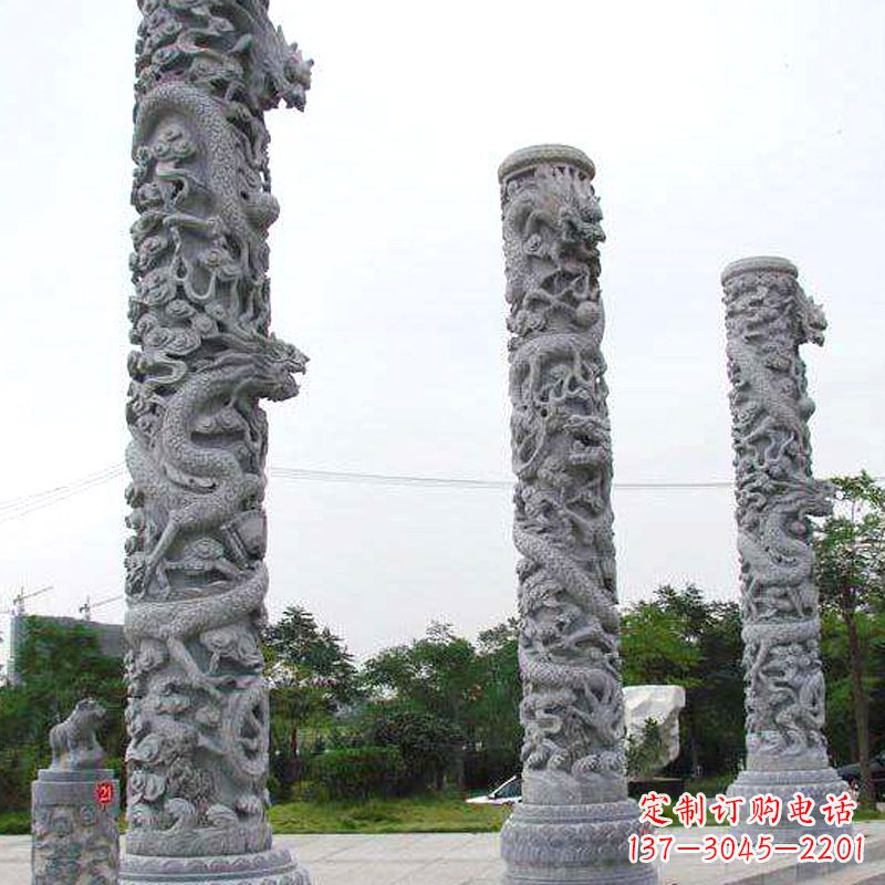 无锡精美的公园景观龙柱雕塑