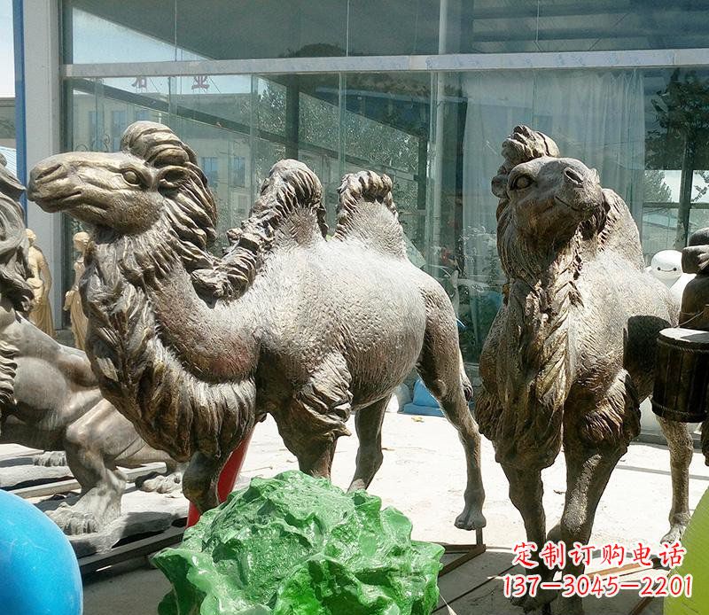 无锡公园骆驼动物铜雕 (2)