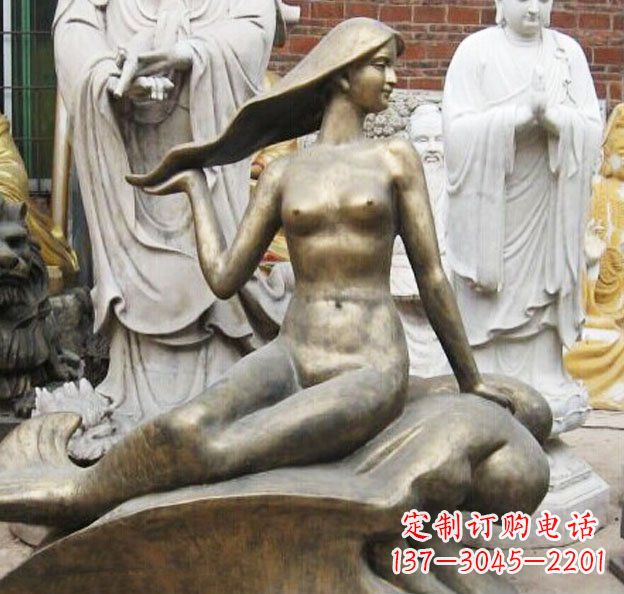 无锡公园美人鱼景观铜雕 (3)