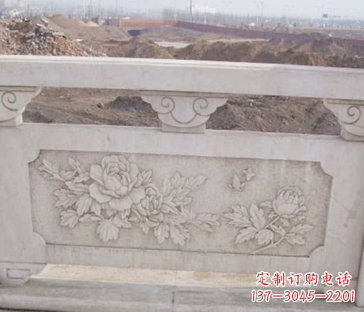 无锡牡丹花浮雕石栏板景观雕塑