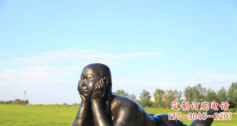 无锡美好时光，萌萌哒胖女孩青铜雕塑