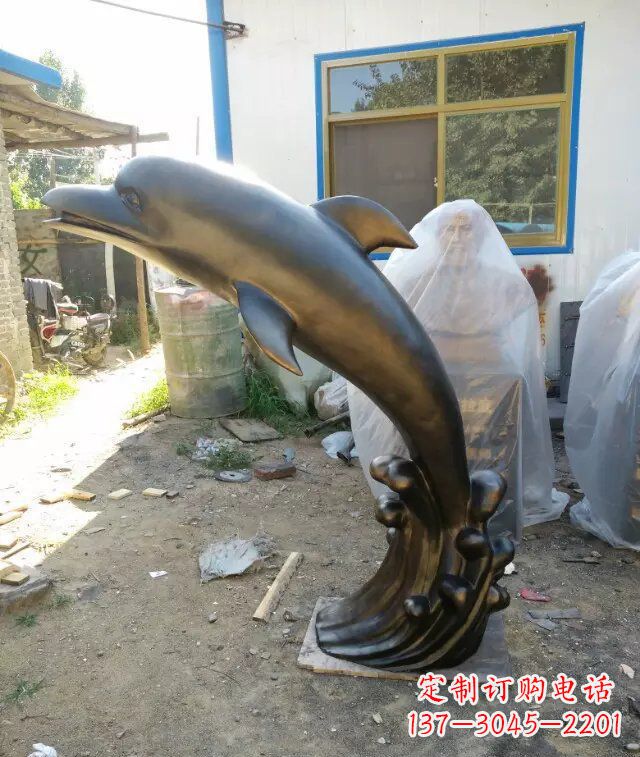 无锡海豚铜雕塑,精美艺术之作