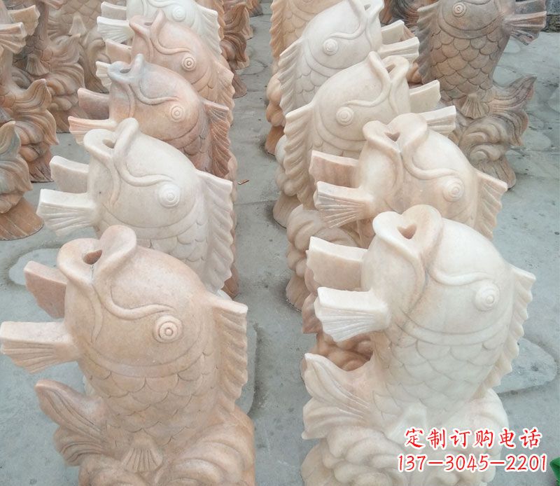 无锡真实且精致的栩栩如生的鲤鱼石雕