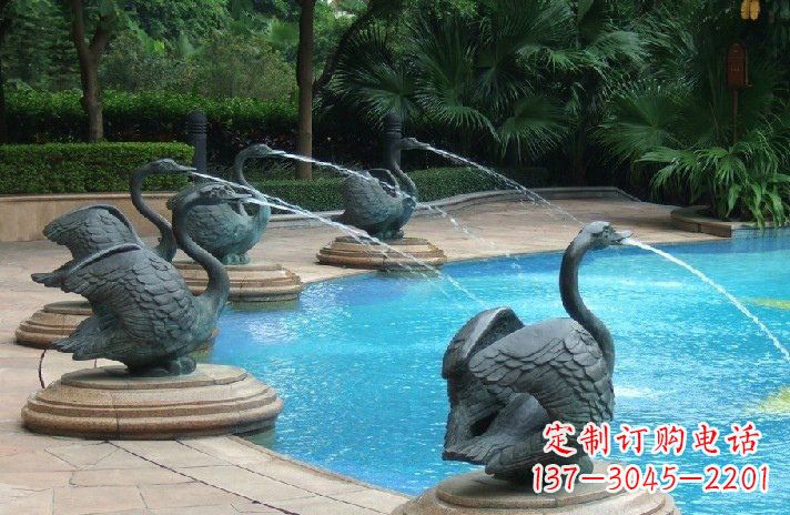 无锡公园喷水天鹅喷泉雕塑