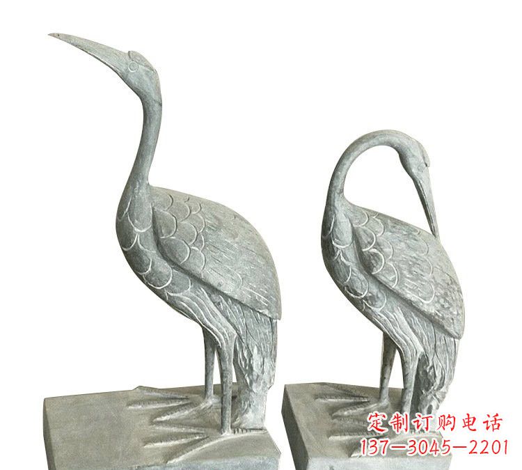 无锡完美纯手工雕刻青石仿古丹顶鹤石雕