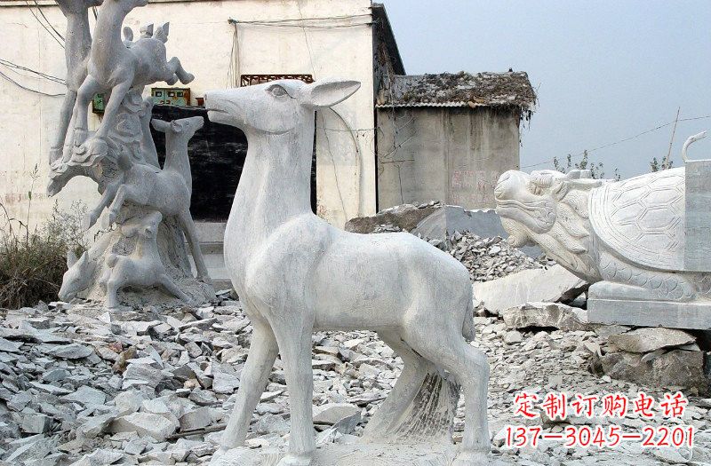 无锡公园青石仿古小鹿雕塑