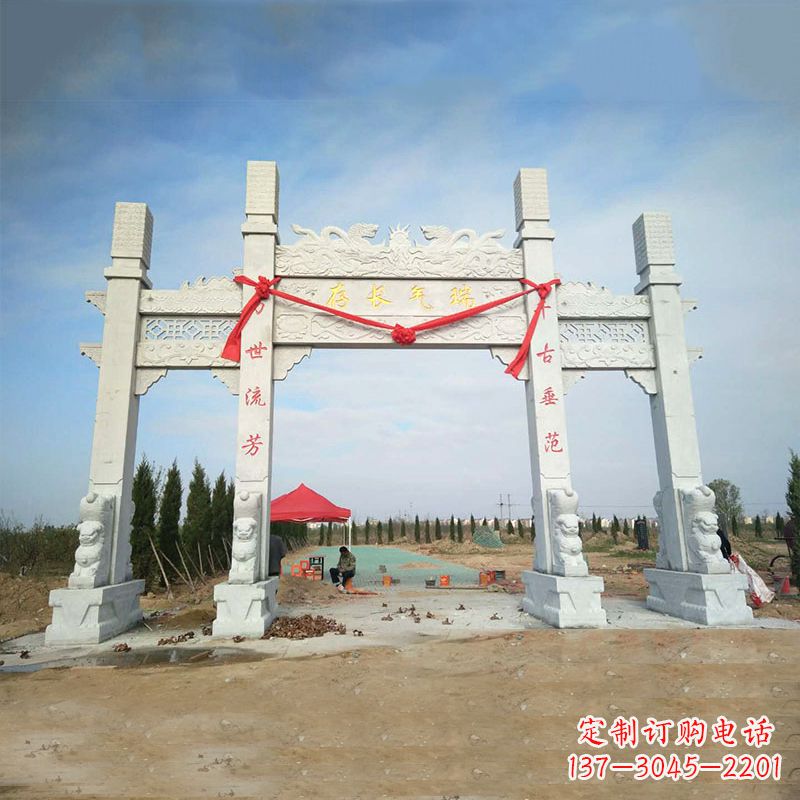 无锡中领雕塑专业定制公园三间四柱牌坊雕塑