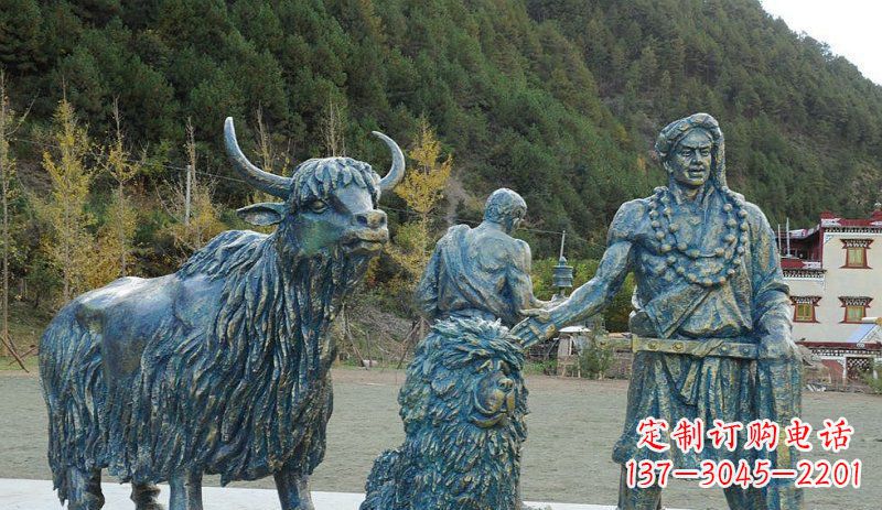 无锡中领雕塑定制牦牛景观铜雕