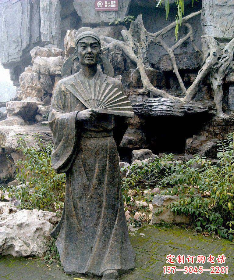 无锡公园诗人杜甫古代人物铜雕