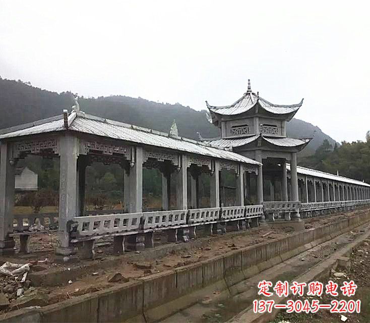 无锡中领雕塑定制精美的公园石雕亭子长廊