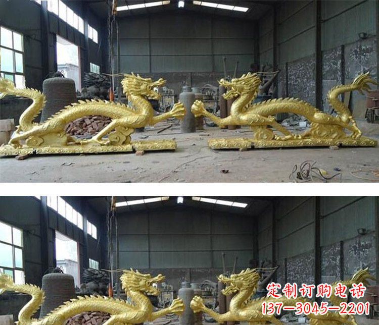 无锡古典传统双龙戏珠铜雕塑