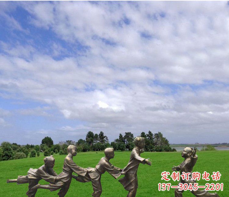 无锡公园铜雕老鹰抓小鸡游戏人物雕塑