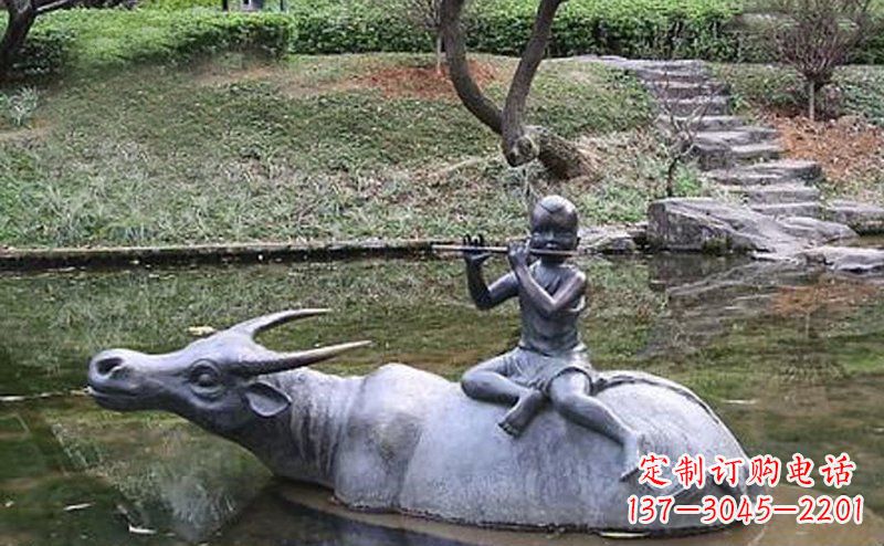 无锡草原上的牧童铜雕