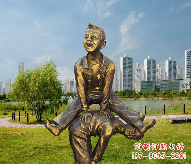 无锡中领雕塑铜质经典跳马蹲人雕塑