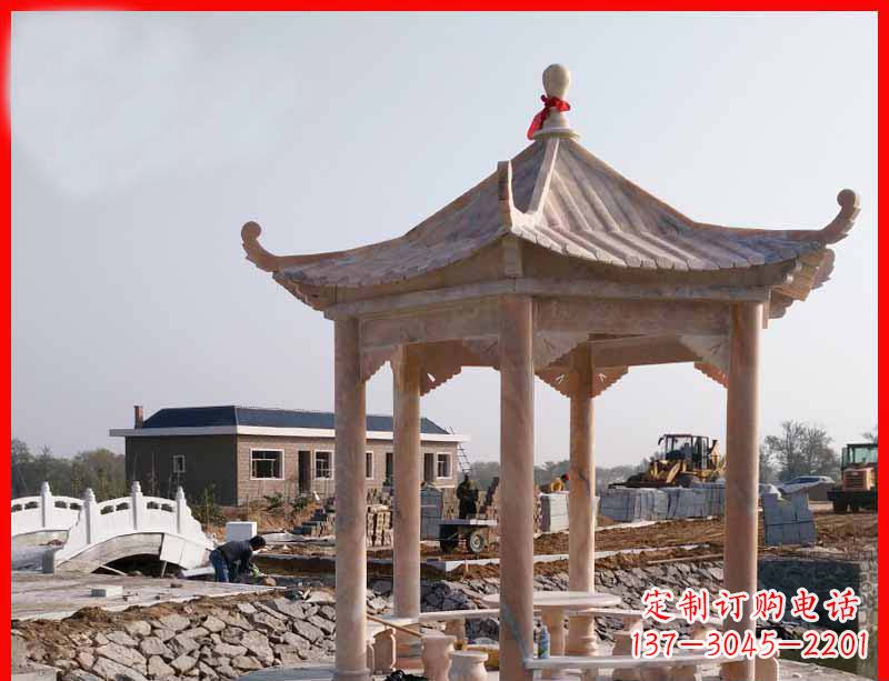 无锡红六角石凉亭雕塑