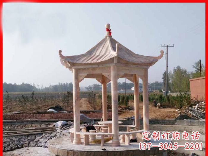 无锡享受晚霞红,迎接舒适凉亭雕塑