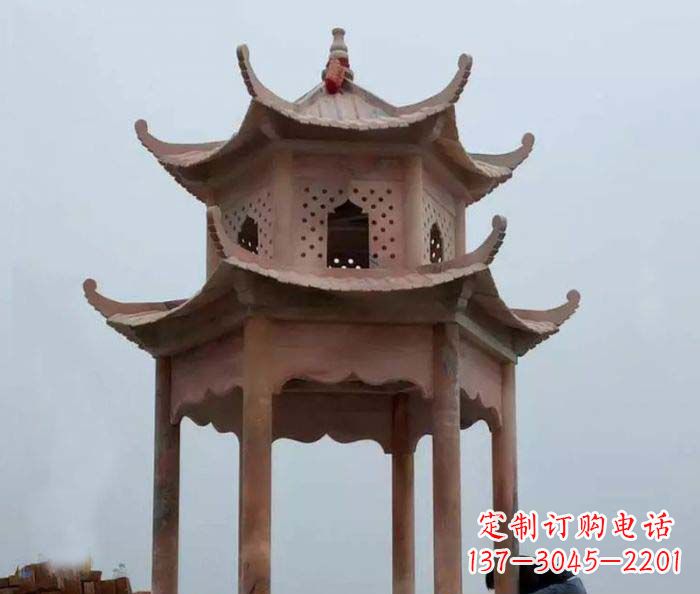 无锡中领雕塑双层六角石雕凉亭