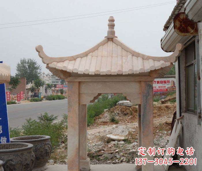 无锡晚霞红四角凉亭雕塑