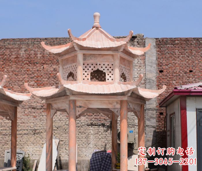无锡中领雕塑精致双层石头凉亭雕塑