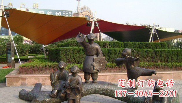 无锡装饰性的小孩放风筝铜雕