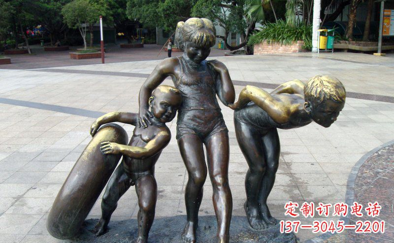 无锡公园小孩小品铜雕
