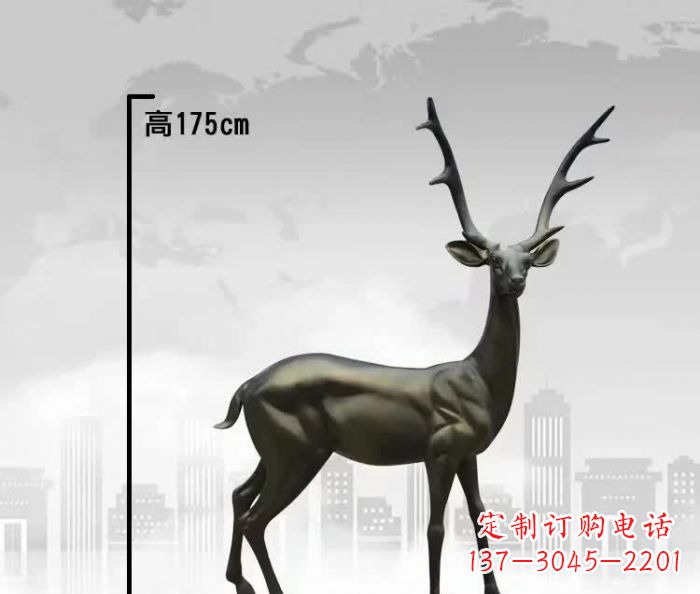 无锡精致优雅的铜制公园小鹿雕塑