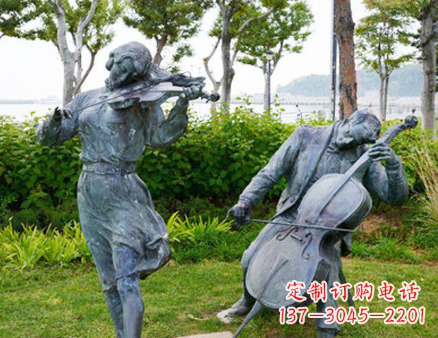 无锡双面演奏大提琴&小提琴铜雕塑