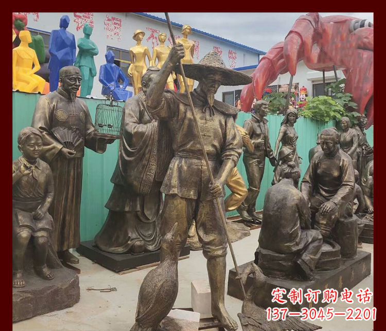 无锡新中式鸬鹚铜雕塑