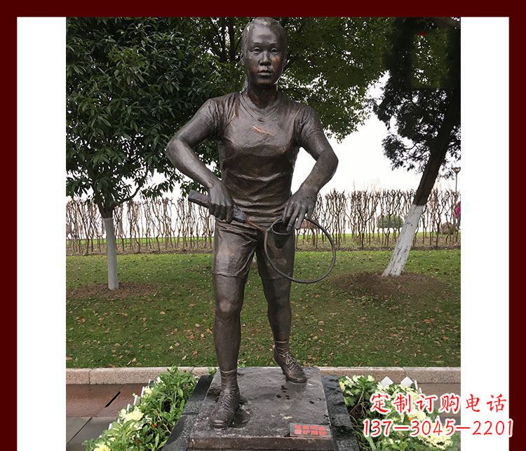 无锡精致羽毛球运动员铜雕