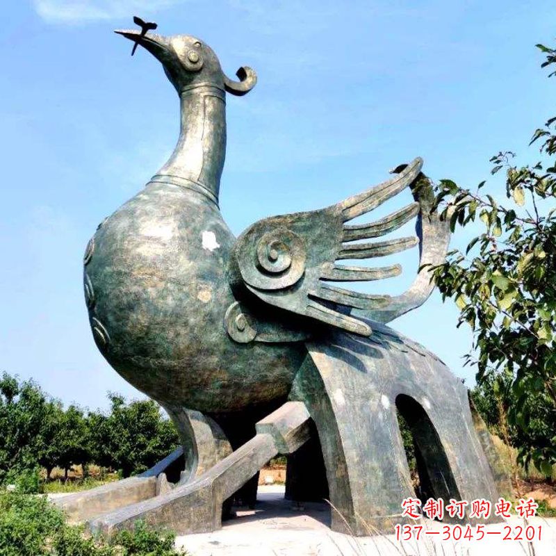 无锡公园园林朱雀铜雕景观雕塑
